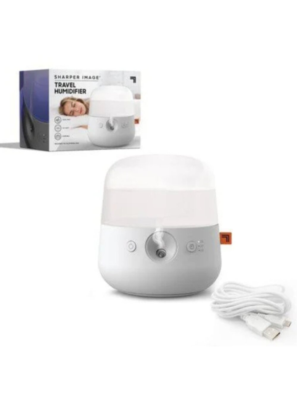 Sharper Image Battery-Powered Travel Humidifier with 300ml Tank & Bottle Adapter
